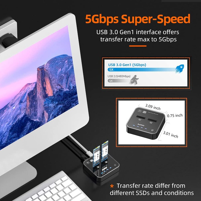 Dual M.2 SATA SSD Docking Station & Offline Duplicator |