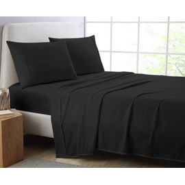 Comfort Beddings Heavy Quality Top Bed Sheets 100% Cotton Blend Flat Sheet Double Size, Super Soft, Flat Bed Sheets (Double, Black)