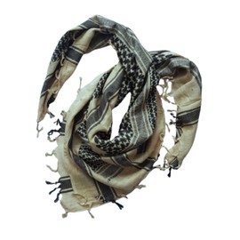 100% Cotton Beige Khaki Sand and Black Shemagh Scarf Arab Keffiyeh Military Desert Head Neck Wrap R.R.P £11.99