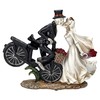 Pacific Giftware Love Never Dies Newly Wed Skeleton Couple Kissing Rose Basket Bike Statue 12.2” Tall