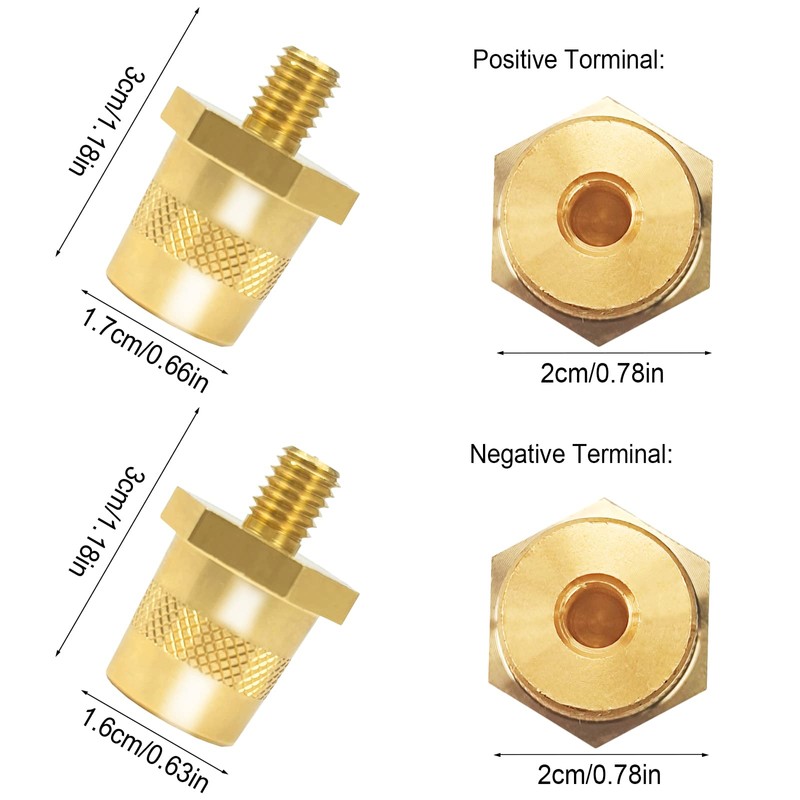 2pcs Battery Terminal Connector, Auto battery Terminal Brass Post Adapter,