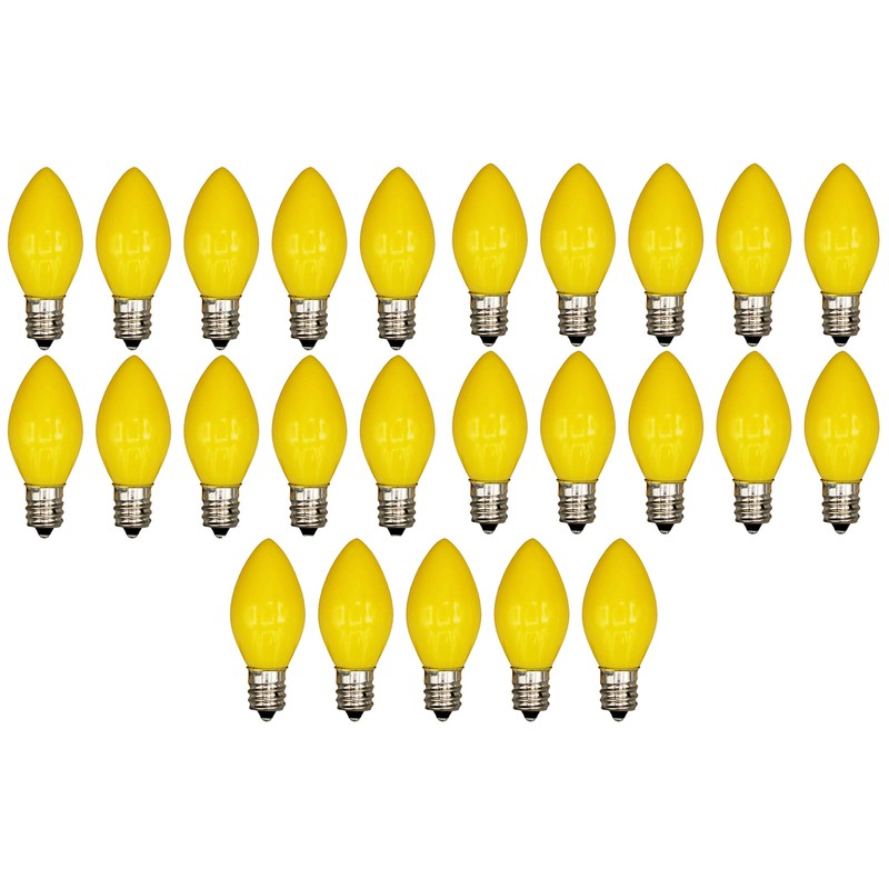 Box of 25 Light Bulbs - Opaque Yellow, Steady Burning,