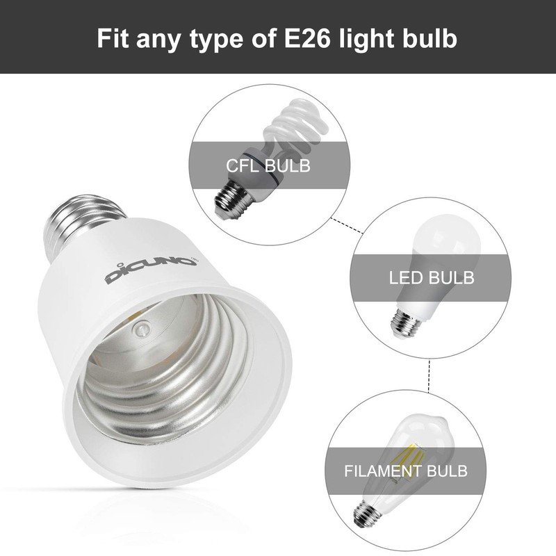 DiCUNO E17 to E26 Adapter, Intermediate E17 Socket to Standard