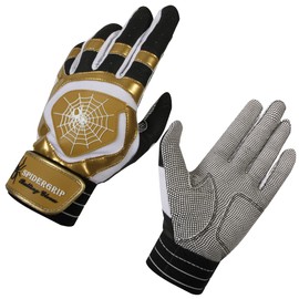 Spider Grip Baseball Softball Batting Gloves for Mens and Kids (Black Gold, Large)