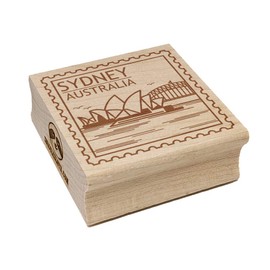 Sydney Opera House Australia Destination Travel Square Rubber Stamp for Stamping Crafting - 1.25in Small