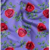 Soimoi Purple Moss Georgette Fabric Leaves & Rose Floral Decor