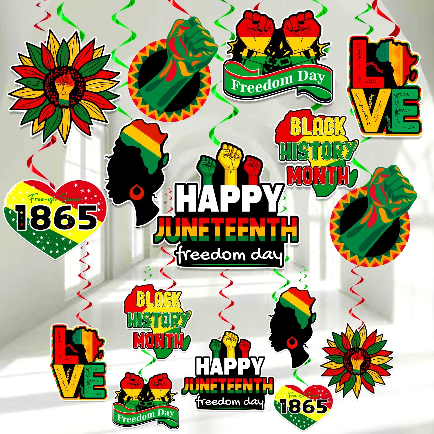 Juneteenth Decorations Hanging Swirls - 1865 Freedom Day Party Favor