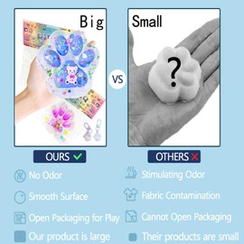 2PCS 4 " Large Cat Paw Taba Squishy ,Cat Paw Fidget Toy for Stress Relief, Fluffy Cat paw Sensory Fidget Toy, Handmade Taba Soft Big Cat Paw Silicone Squeeze Toy (Blue+Purple)