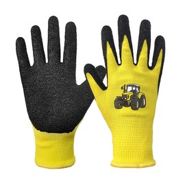 QEARSAFETY Kids Children Garden Gloves, Latex Rubber Palm Coated, Knitted Lining, Flexible, Snug, Firm, Kindergarten, Preschool Kids, Soft and Fun,Age 6-8 Years Old Yellow, Size 5 (5/XXS)