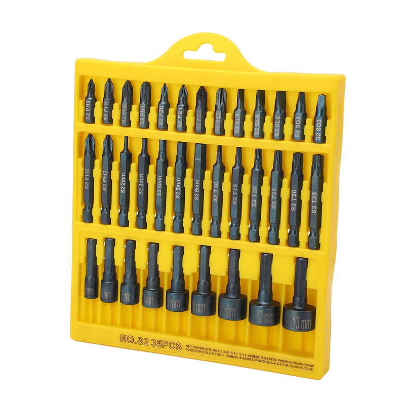 35Pcs Screwdriver Bit Set Magnetic S2 Steel 1/4in Hex Shank