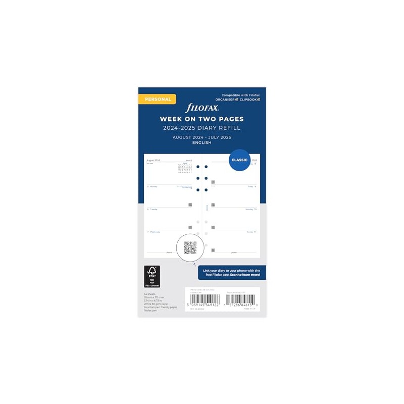 Personal Week on two pages English mid year Aug 24