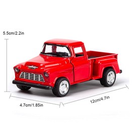 Christmas Red Truck Model - Vintage Red Metal Truck Car Collectible Pulls Back Truck Toy Xmas Decorations Table Top Decor