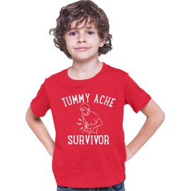 Medium Red Youth Tummy Ache Survivor Funny T-Shirt