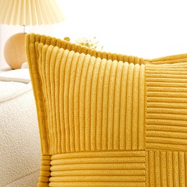 EMEMA Corduroy Cushion Covers, Soft Decorative Cushion Cover, 30 x 50 cm, Sofa Cushion, Decorative Cushion, Couch Cushion, Set of 2 for Living Room, Bedroom, Turmeric