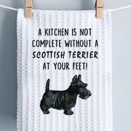 Generic Scottish Terrier Kitchen Towel - Waffle, 80/20 Polyester/Polyamide Blend, White, Animal Print, Small (16x24 inches), Farmhouse Style, Machine Washable