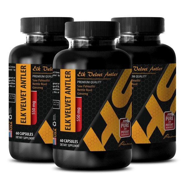 brain memory supplement - ELK VELVET ANTLER 550mg - energy pills - 3 Bottles