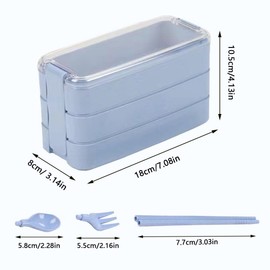 Eozighi Bento Box 3 Etagen 900 ML Lunchbox für Erwachsene bento box Wird mit Löffel und Gabel Bento brotdose Geeignet für Arbeit, Büro, Schule, 18 x 10.5 x 8cm (Blau)