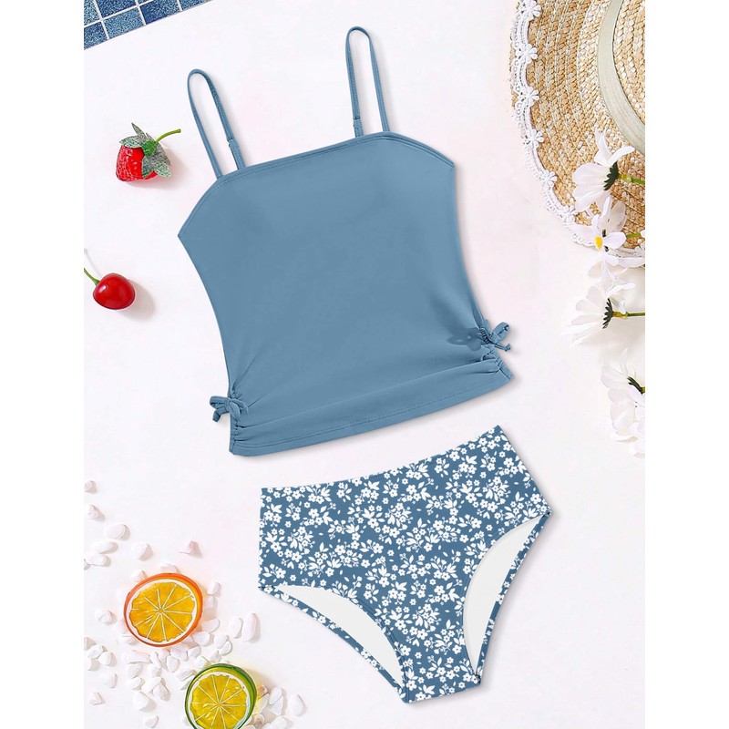Traje de baño tankini de dos piezas para niñas de