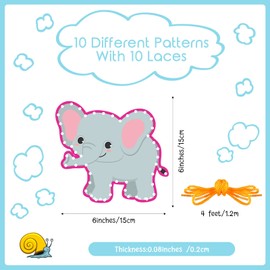 10 Pieces Kids Jungle Animal Lacing Cards Safari Animal Sewing Cards Thick Cardboard Double Sided Lacing Playing Games for Children Toddler Developing Imagination Education Supplies (Jungle Style)