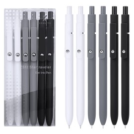 FIOVER Gel Pens,6Pcs Fine Point Smooth Writing Pens 0.5mm Black Gel Ink, High-End Series Ballpoint for Journaling Note Taking, Gifts for Women Men (6pcs-Black, Gray, White)