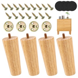 TDUNSYA Pack of 4 Furniture Feet, Wooden Table Legs, Cabinet Legs, Wooden Feet for Furniture, Furniture Legs with Mounting Plates, Wooden Legs for Furniture, for Cabinets, Sofas, Tables and Chairs (12