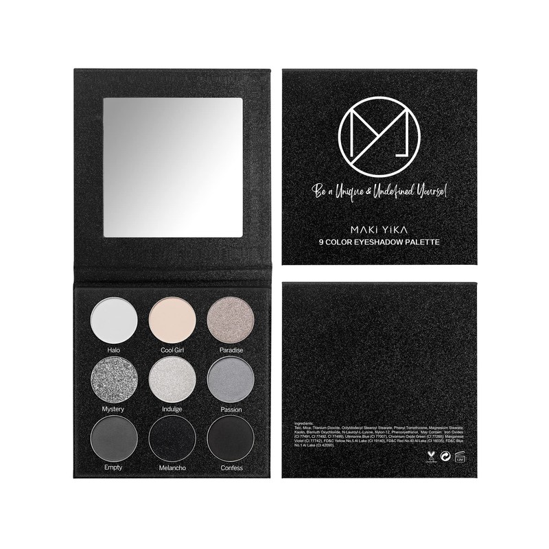 Black Grey Smokey Eyeshadow Palette Matte Black White Gray Silver