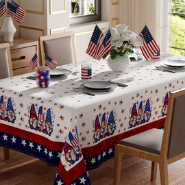 XCHI Gnomes Stars Patriotic America 4th of July Memorial Day Independence Day Tablecloth Rectangle Washable Table Covers for Home Party Decorations 52x70 Inch