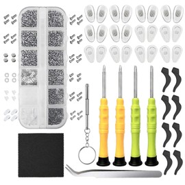 Eyeglasses Repair Kit, Sunglasses Repair Kit with Precision Screwdrivers, Nose Pads, Screws, Tweezer, Cleaning Cloth for Glasses, Sunglass, Watch Clock Spectacle Repair