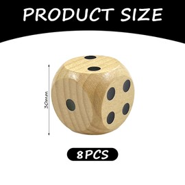 OVDGWC 8 Pieces Wooden Dice, Simple Design Dice, Board Game Accessories, Interactive Games, Family Party Games