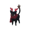 GALLERIE II Black Cat Reindeer Figurine Red
