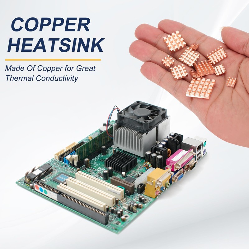 PATIKIL Copper Heatsink 8x8x2mm, 4 Pcs Heat Sink Cooler Radiator