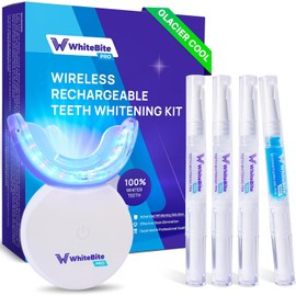 Whitebite Pro Premium Teeth Whitening Kit for Sensitive Teeth – 32X Dual LED Light System with 3 Whitening Pens & 1 Remineralizing Pen (Glacier Cool)