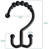 Resze 12 PCS Black Plastic Double Shower Curtain Hooks, Multi-Functional