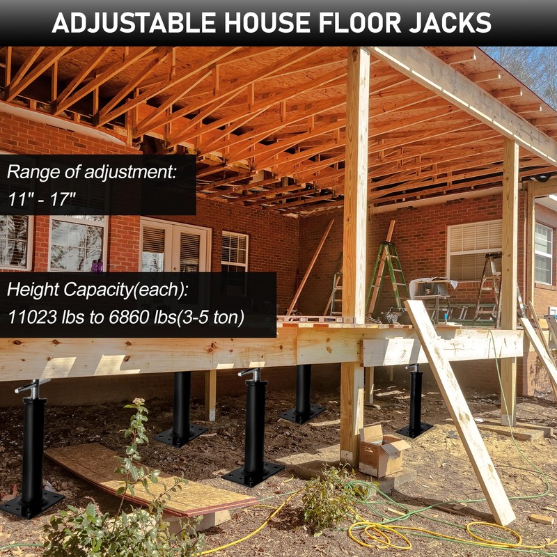 House Jacks for Leveling, 11"-17" Adjustable Jack Post Basement Floor