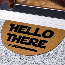 XLQHYH Funny Half Round Door Mat Hello There Front Door Mat Entryway Outdoor Mat with Heavy Duty Front Porch Welcome Mats Entry Brown Mat 29.5 x 17 inch
