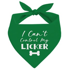 Dog Bandana, I Can’t Control My Licker, Dog Bandana for Small Medium Dogs, Funny Pets Bib, Tongue’s Out Dogs Scarf Triangle, Pet Scarf Triangle, Green