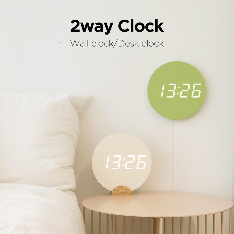 mooas Crayon Mini Digital Wall Clock, Modern Night Light Digital