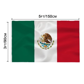 2packs Mexico Flag 3x5 Foot- Mexican National Flags Indoor/Outdoor Quality Polyester with Vivid Color Brass Grommets Decorations