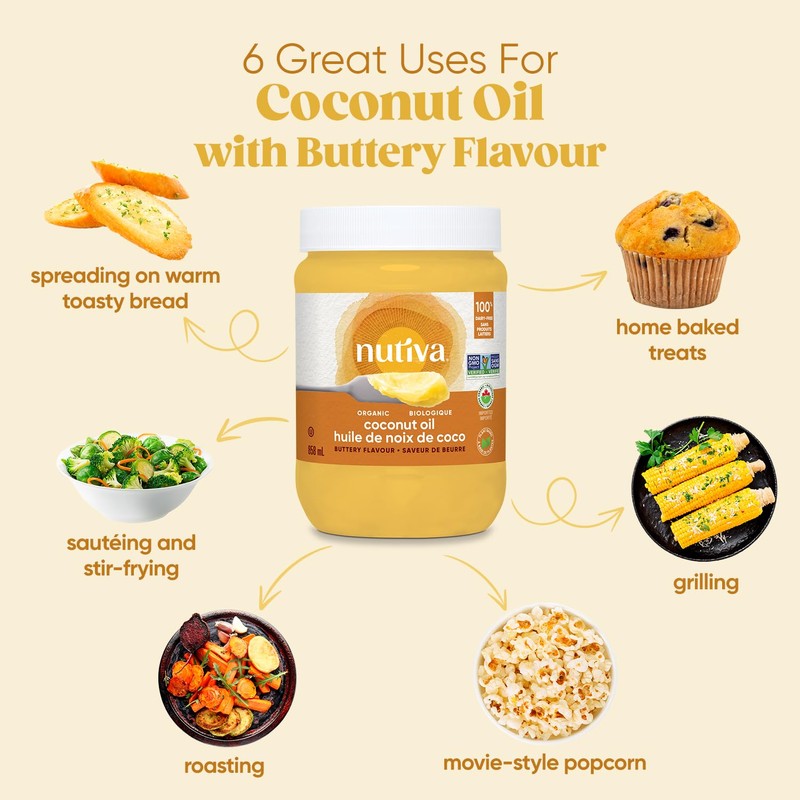 Nutiva Organic Coconut Oil with Non-Dairy Butter Flavor, 858 mL,