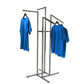 Only Garment Racks - Clothing Rack - Heavy Duty Chrome 4 Way Clothes Rack, Perfect for Clothing Store Display - (2) Straight Arms and (2) Slanted Arms