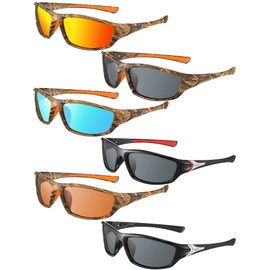 Frienda 6 Pcs Polarized Sport Sunglasses Multipack Sunglasses Pack Fit over Sunglasses Lot Set Men Sport Fishing Sunglasses (Elegant Colors)