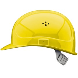 EU Protection Work Helmet, BAU Protective Helmet, Adjustable Construction Helmet with 6-Point Webbing Strap and Leather Sweat Band on Forehead, yellow