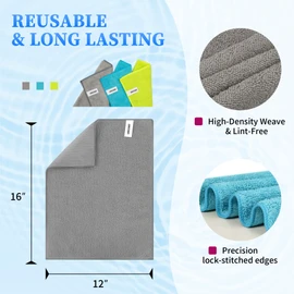 FIXSMITH Microfiber Cleaning Cloth - Pack of 12, Multi-Functional Cleaning Towels, Size: 12 x 16 in, Highly Absorbent Cleaning Rags, Lint-Free, Streak-Free Cleaning Cloths for Car Kitchen Home Office