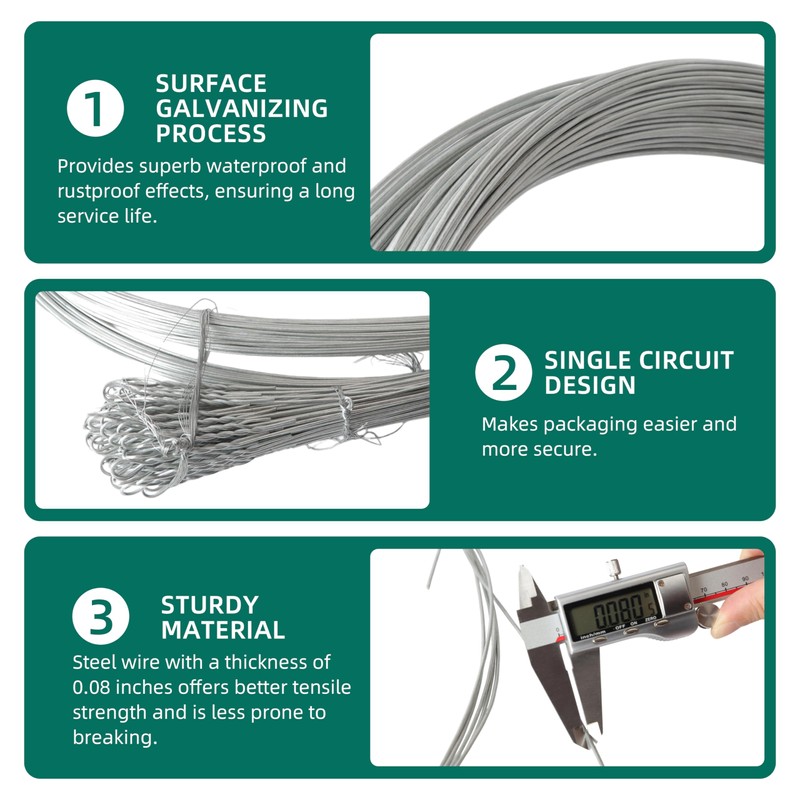 60Roll Bailing Wire (2mm), 14ft Galvanized Steel Wire Bulk, Bendable