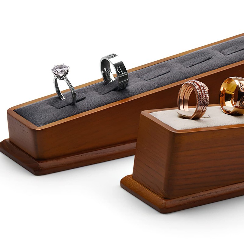 Oirlv Solid Wooden Ring Display Stand Elegant Ring Storage Holder