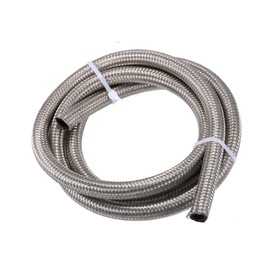 A ABSOPRO 5ft 6AN Fuel Hose AN6 Universal Car Braided Stainless Steel CPE Oil Fuel Gas Line Hose Silver Tone Item Replacement