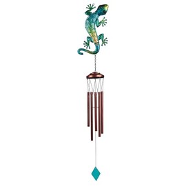 ICE ARMOR 40" Long Green Lizard Wind Chime Statue Sculpture Ornament Decoration Garden Decor Ideas for Housewarming, Holidays and Birthdays Great Collectible Addition