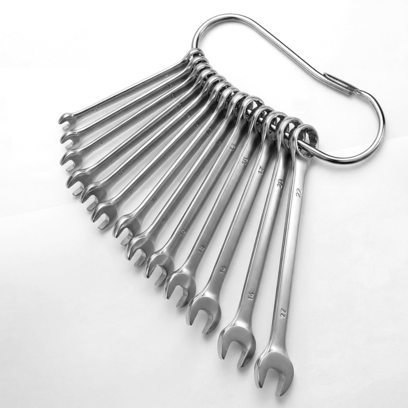CraftyDream 4 Wrench Rings, Key Wrench Organizer, Stainless Steel Keychain
