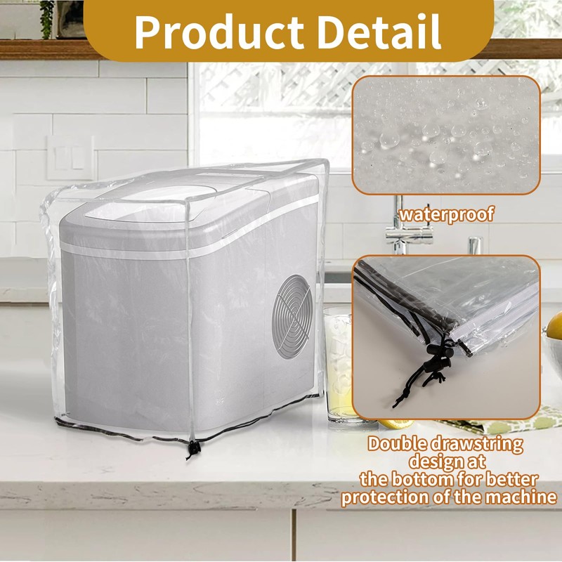 Ice Maker Cover,PVC Ice Machine Dustproof Cover,Waterproof Shield for Countertop