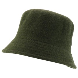 Armycrew Wool Winter Bucket Hat with Stitches on The Brim - Olive